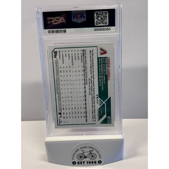 Corbin Carroll 2023 Topps Holiday Metallic RC Rookie PSA 9 MINT #H113 AZ D-Backs - Picture 3 of 3